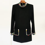 Women Haute Couture Co-Ords Fashion Diamond-Encrusted Colored Gems