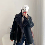 Women Cotton Coat Double-Sided Fur Suede Fabric Jacket