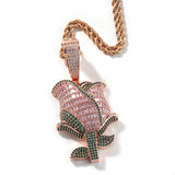 Jewelry Rose Pendant Vintage Hip Hop Copper Microencrusted Zircon Spectrum St. Valentine's