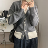 Women Knitted Cardigan Fake Two Pieces Fashion Sweater