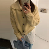 Women Knitted Cardigan College Style Loose Short