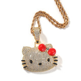 Jewelry Cute Cartoon Cat Zircon Pendant Gold Hip Hop St. Valentine's Hello Katie Spectrum Animal