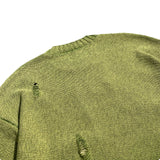 Kapital Sweater Vintage Hida and Macro Cross Ripped round Neck Knitted Pullover Long Sleeve Sweater