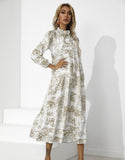 Modest Office Dresses Women's Crew Neck Print Loose