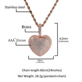 Jewelry 3D Love Pendant ins Zircon Rose Gold Heart St. Valentine's Spectrum Royalty