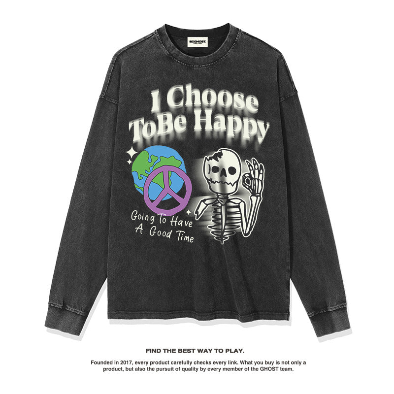 Unisex Long Sleeve Shirt Autumn and Winter Long Sleeve T-Shirt Loose