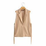 Women Vest Suit Vest Loose Solid Color
