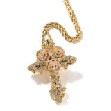 Jewelry ins Wind Rose Cross Zircon Pendant Twist Chain Necklace Crosses Royalty Egypt Pieces