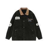 Women Jackets Vintage Color Block Patch Jacket
