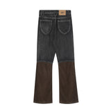 Men Jeans Corduroy Stitching Bell-Bottom Pants