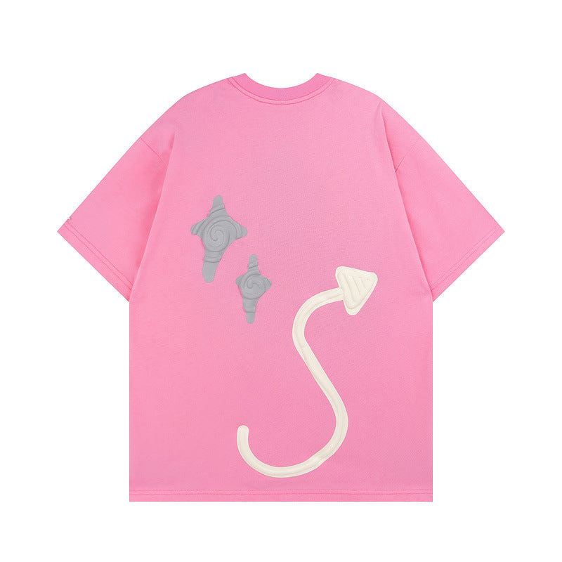 Men T-Shirt Devil Print Couple Oversize