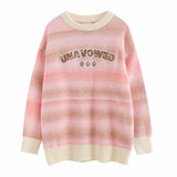 Women Sweater Gradient Color Striped Knitted All-Matching Sweater
