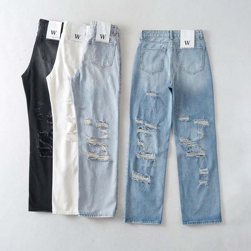 Women Jeans Hot Girl Loose Slimming Summer Distressed