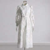 Bohemian Dress Lantern Sleeve Embroidery Hollow out