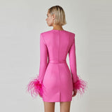 Women Dress Ostrich Hair Dress Gown