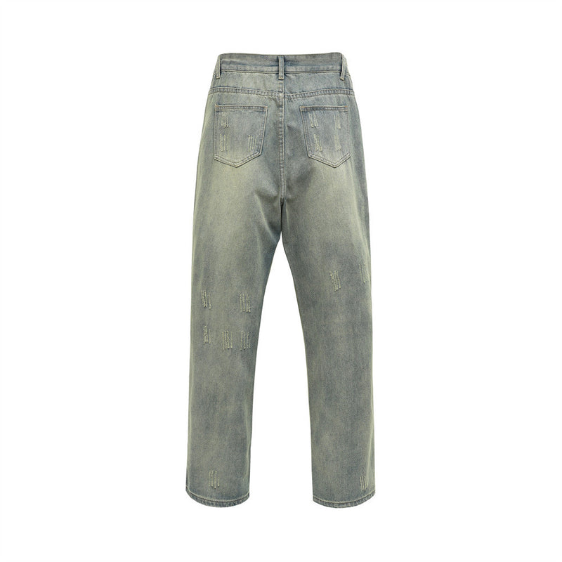 Men Jeans Ripped Punk Distressed Loose Casual