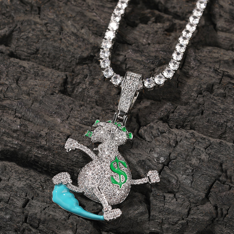 Jewelry Running Money Bag Pendant Copper Set Zircon Necklace Spectrum