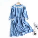 Women Dresses Loose Comfortable Denim Shirt Dress