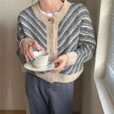 Women Knitted Cardigan Striped Knitted Cardigan Sweater