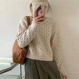 Women Pullover Sweater Thick Loose Casual Short