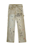 Men Jeans Splash-Ink Trendy Loose Embroidery Distressed
