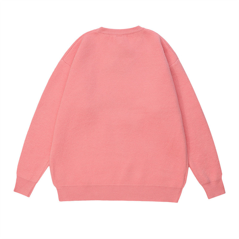 Men Sweater Flocked Jacquard Round Neck Sweater