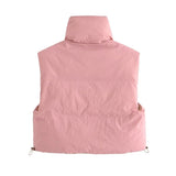 Women Cotton Coat Retro Simple Stand-up Collar Thick down