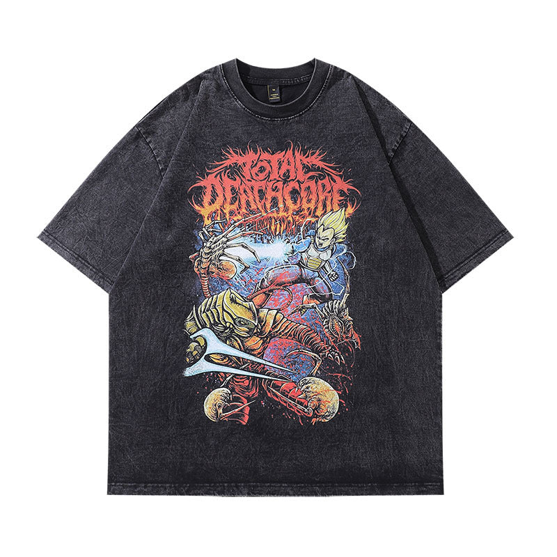 Men T-Shirt Dragon Ball Anime Print Distressed