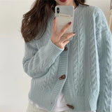 Women Knitted Cardigan Solid Color