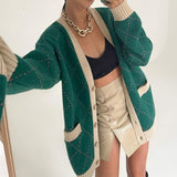Women Work Business Casual Sweaters Knitwear V-neck Loose Cardigan Sweater