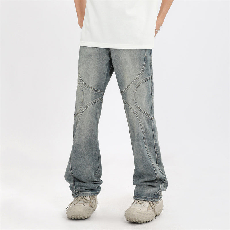 Men Jeans Personality Design Patchwork Retro
