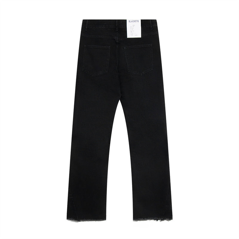 Men Jeans Loose Casual Solid Color Burr