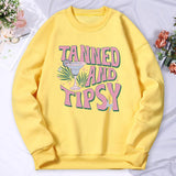 Tanned And Tipsy Pattern Print Hoodie Women Fashion