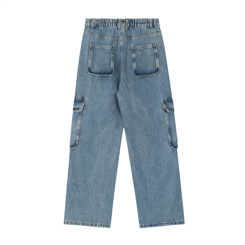 Men Jeans Overalls Multi-Pocket Loose