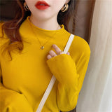 Women Pullover Sweater Loose Solid Color Sweater