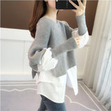 Women Pullover Sweater Fake Two Pieces Fashion Sweater