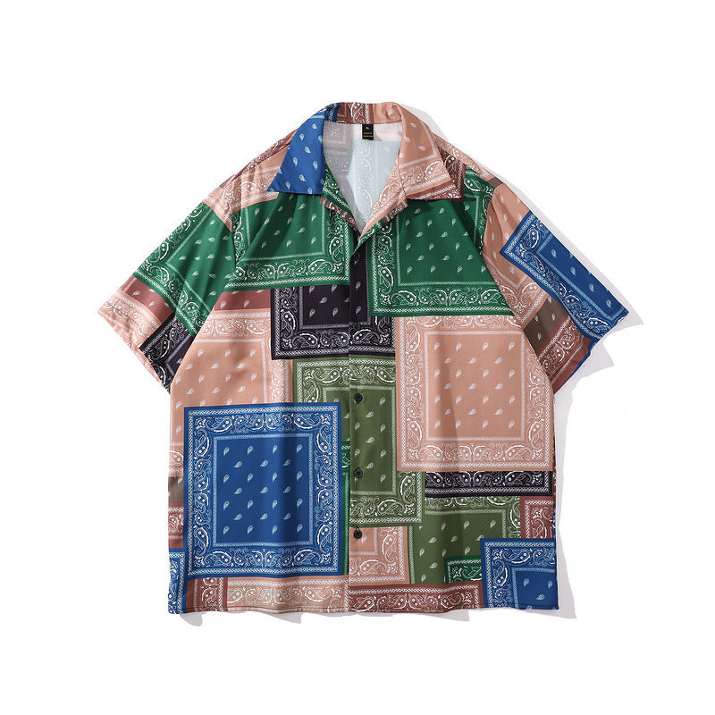 Short Sleeve Shirt Loose Retro Hawaii Vacation Printed Shirt
