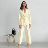 Women Co-Ords Autumn and Winter Long-Sleeved Wide-Leg Pants Lapel Suit Women