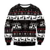 Ugly Christmas Sweater Animal Deer Digital Printed round Neck Long Sleeve T-shirt Couples Sweater