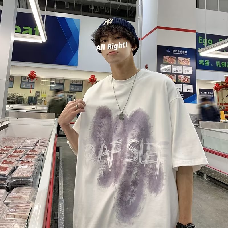 Men T Shirt Summer Graffiti Loose Oversize All-Matching