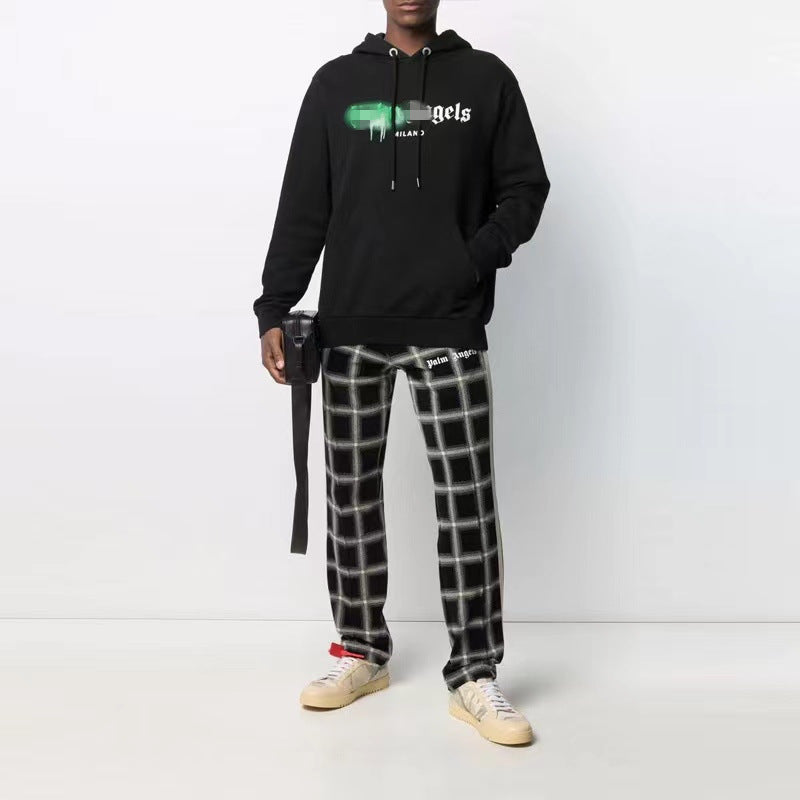Palm Angels Hoodie Angel Letter Print Spray Paint Pullover Hoodie Jacket
