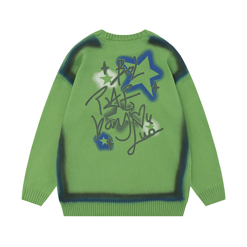 Women Sweater Graffiti Couple Knitted Sweater