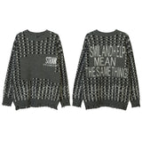 Women Sweater Cat Pattern Crew Neck Sweater Vintage Sweater