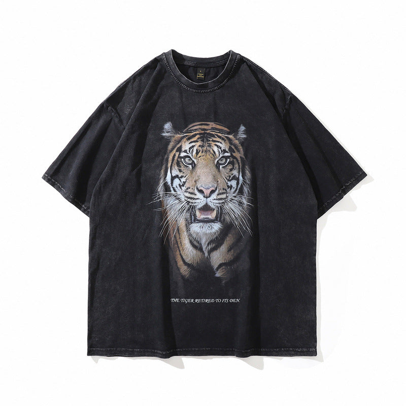 Men T-Shirt Loose Tiger Oversize