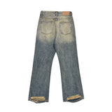 Men Jeans Yellow and Faded Leisure Ripped Loose