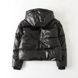 Women Cotton Coat Fashion PU Leather Jacket
