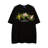 Men T-Shirt Vintage Floral Print Oversize