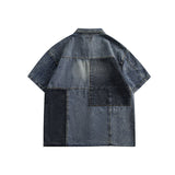 Short Sleeve Shirt Denim Shirt Design Stitching School Style Lining
