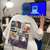 Men T Shirt Vibe Summer Vintage Cartoon Print Loose