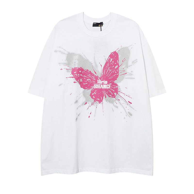 Men T-Shirt Luminous Butterfly Graffiti Couple